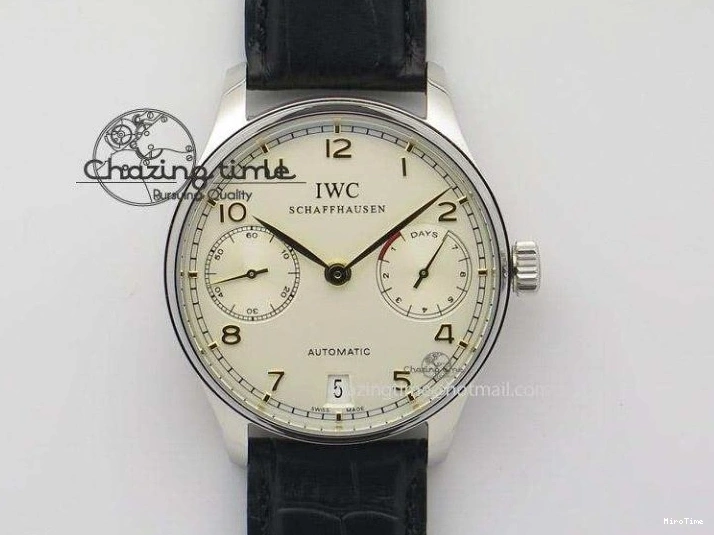 MIROTIME 0217 Modern Portuguese IW371404 ZF V3 1:1 Best Edition SS Black Dial On Black Leather Strap A 7267